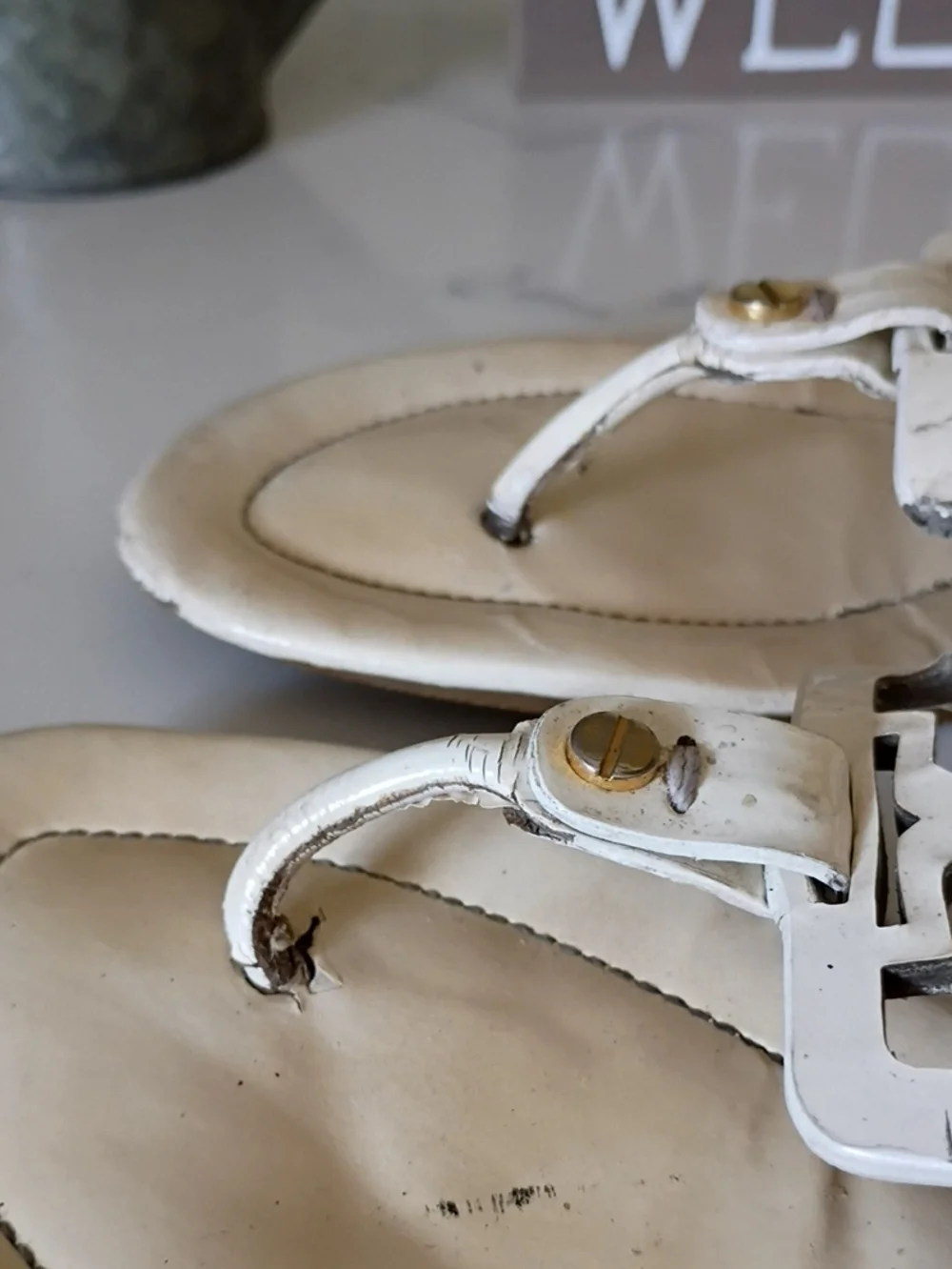 Tory Burch White Cutout Strap  Footform Sandals